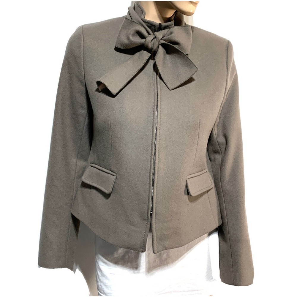 BANANA REPUBLIC MARIO BELLUCCI WOOL TAUPE JACKET Taupe Beige Size 8 Zip Front